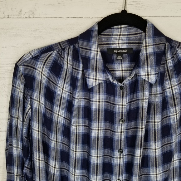Madewell Central Plaid Top Transatlantic Blue XXS - Picture 4 of 8